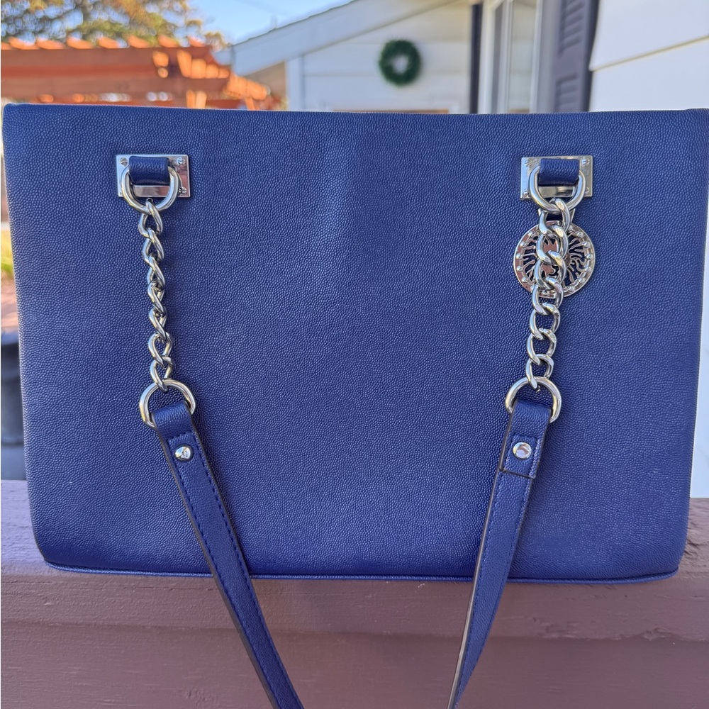 Anne Klein Royal Blue Shoulder Bag with Chain Straps